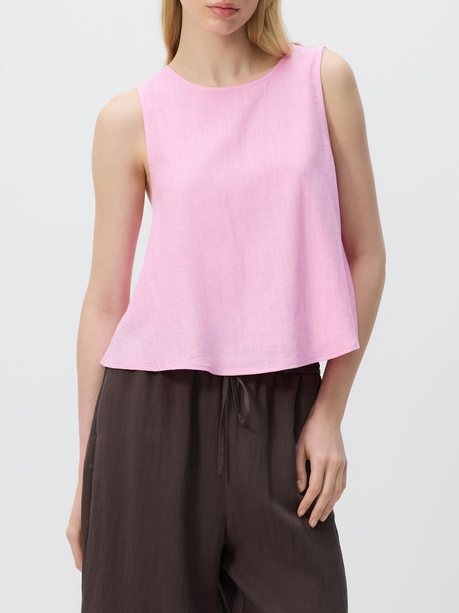 Linen blend top - pastel pink - RESERVED