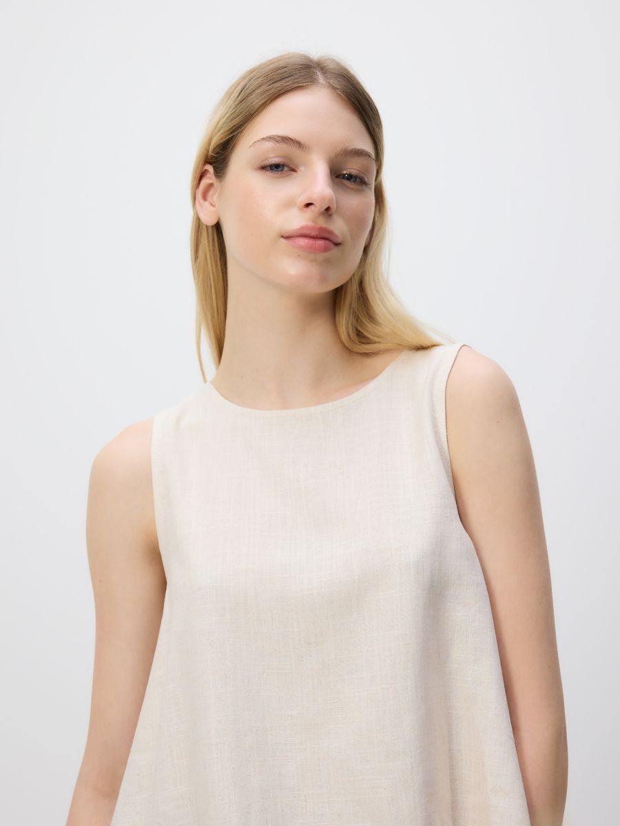 Linen blend top - beige - RESERVED
