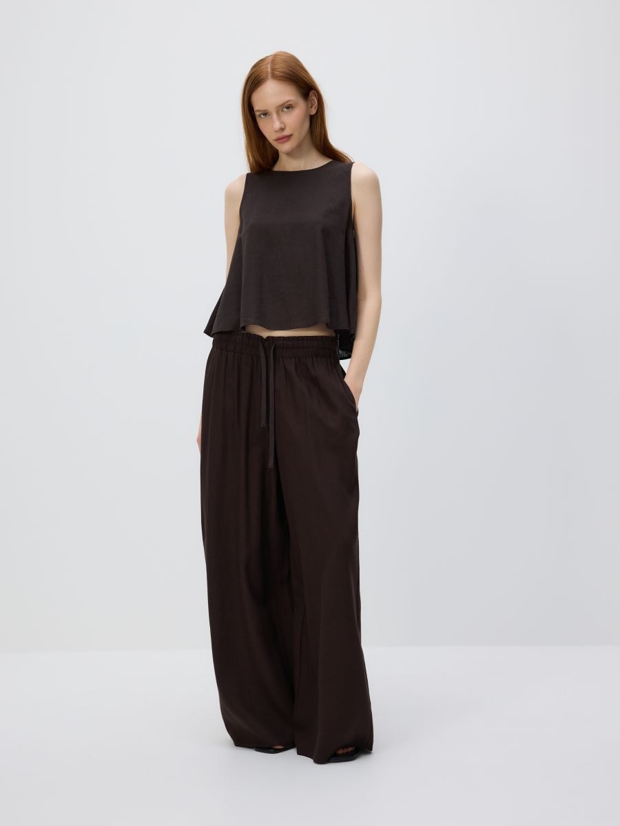 Linen blend top - dark brown - RESERVED - 3