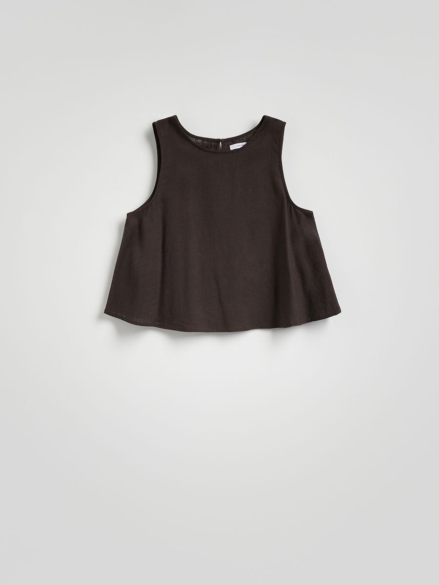 Linen blend top - dark brown - RESERVED - 5