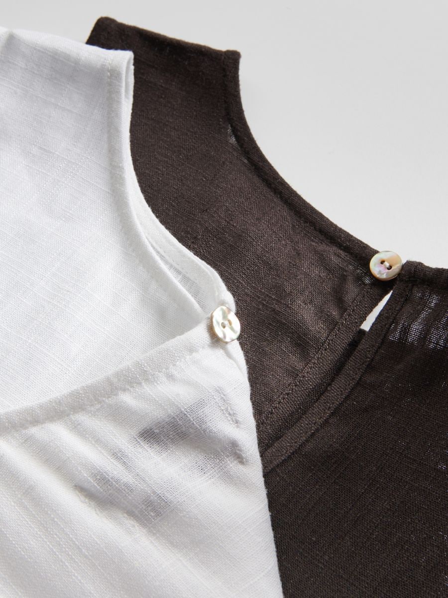 Linen blend top - dark brown - RESERVED - 6