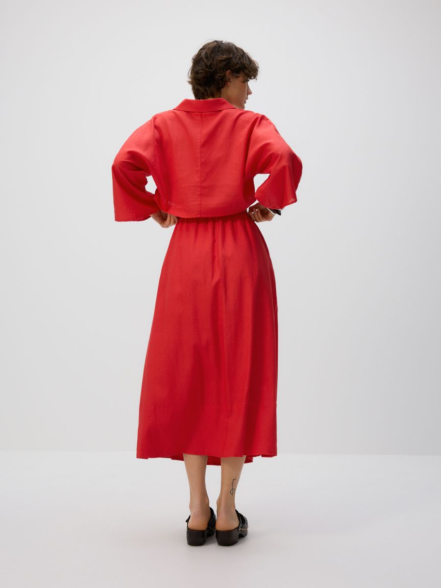 Linen blend midi skirt - red - RESERVED - 5