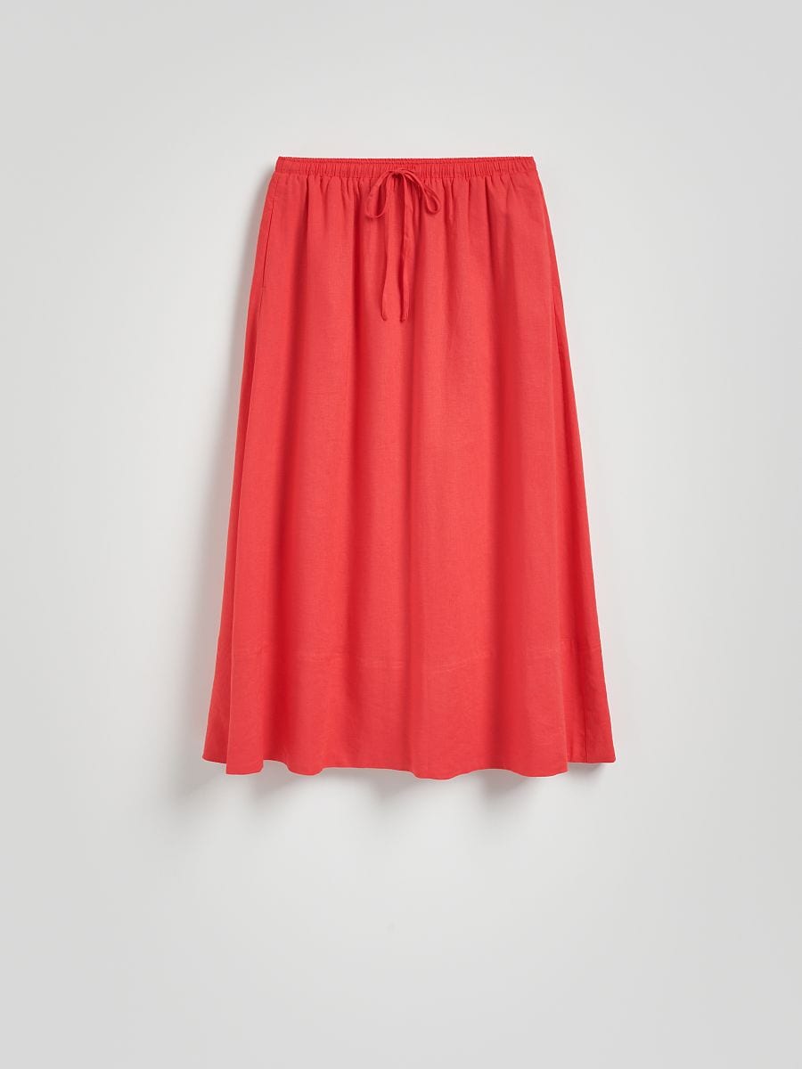 Linen blend midi skirt - red - RESERVED - 2