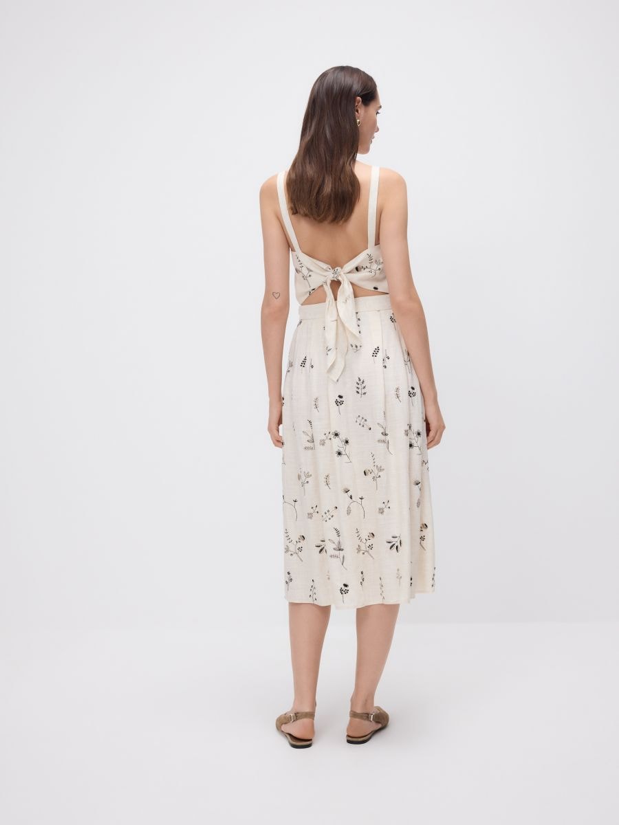 Midi skirt with linen blend - beige - RESERVED - 3