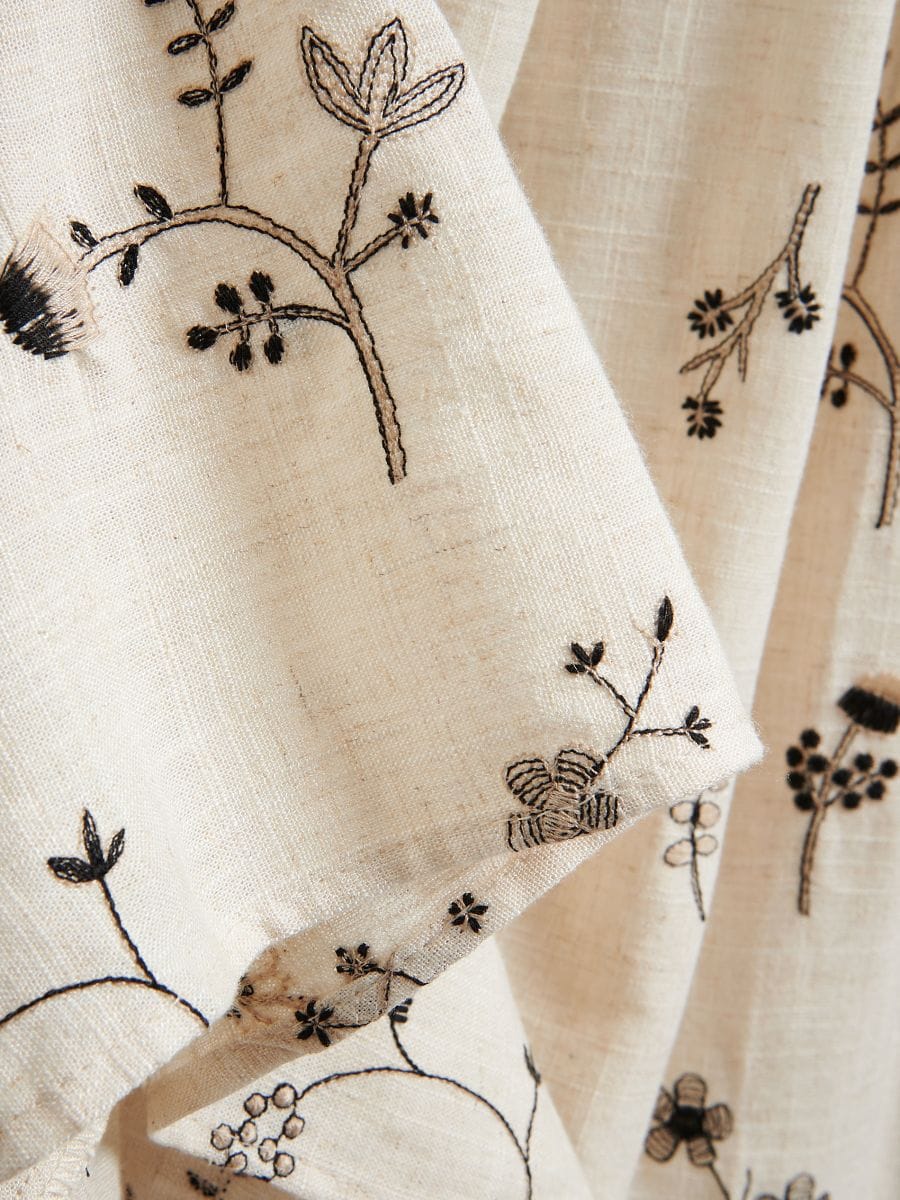 Midi skirt with linen blend - beige - RESERVED - 5