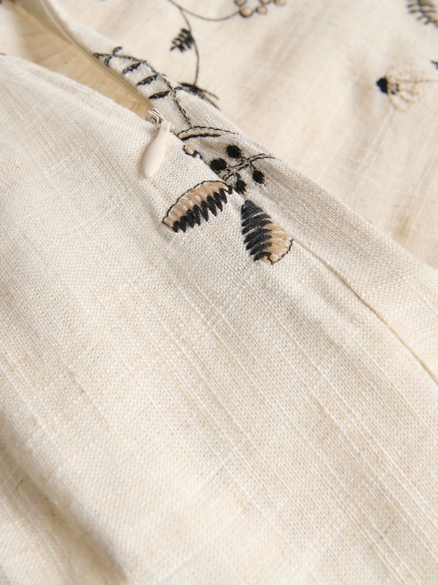Midi skirt with linen blend - beige - RESERVED - 3
