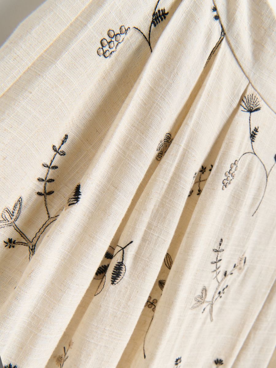 Midi skirt with linen blend - beige - RESERVED - 4
