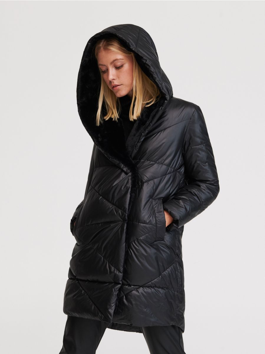 reserved black puffer jacket