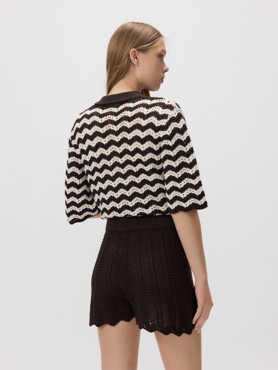 Knit shorts with drawstring - brown - RESERVED - 2
