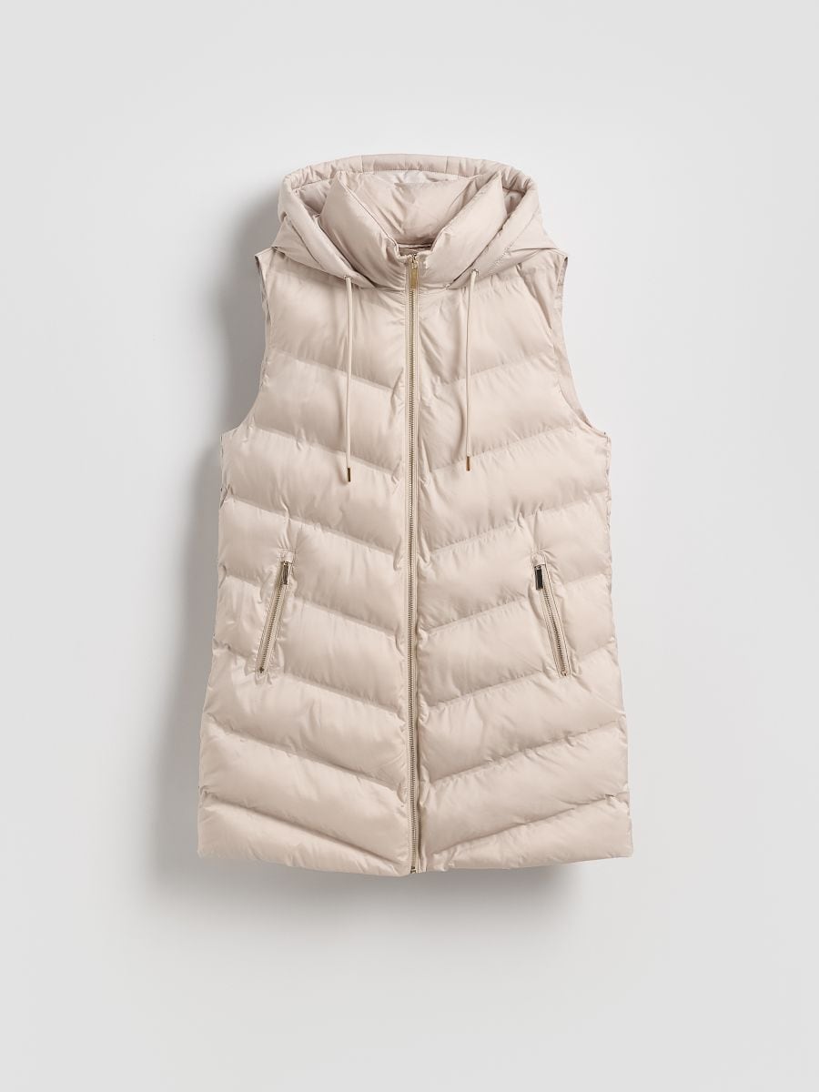 Quilted vest with hood - nude - RESERVED