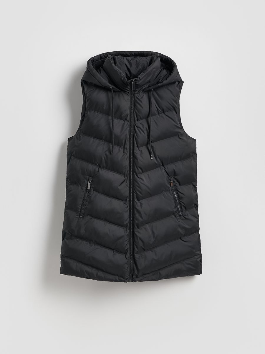 Quilted vest with hood - black - RESERVED