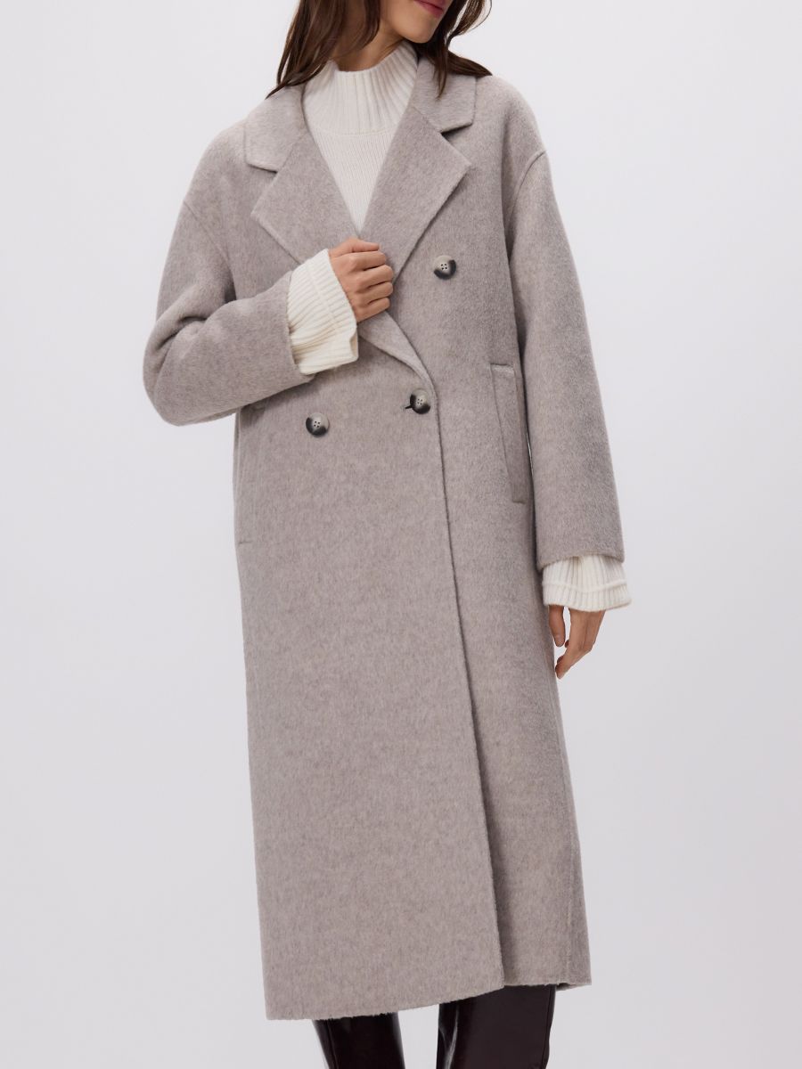 Płaszcz handmade z wełną Kolor kremowy - RESERVED - VZ739-02M