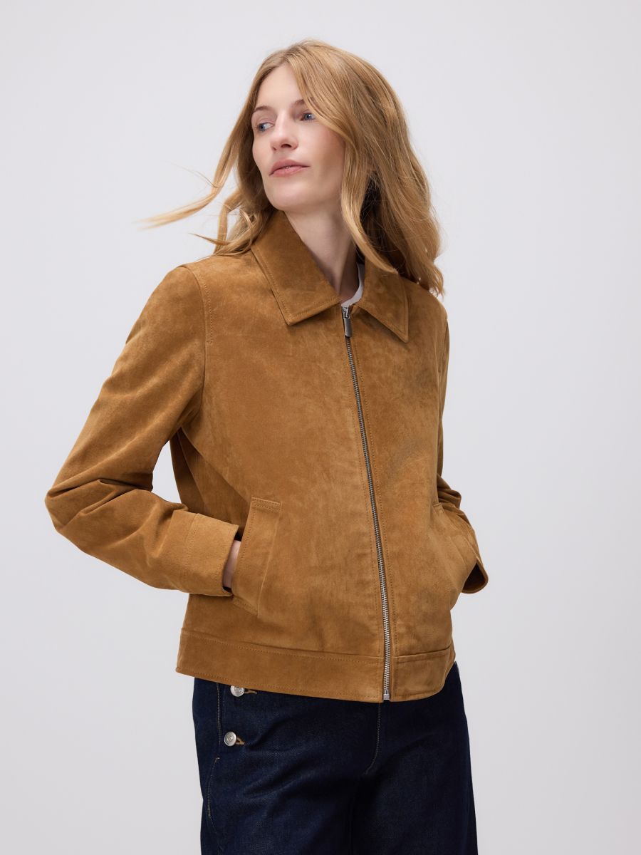 Lederjacke - bernstein - RESERVED