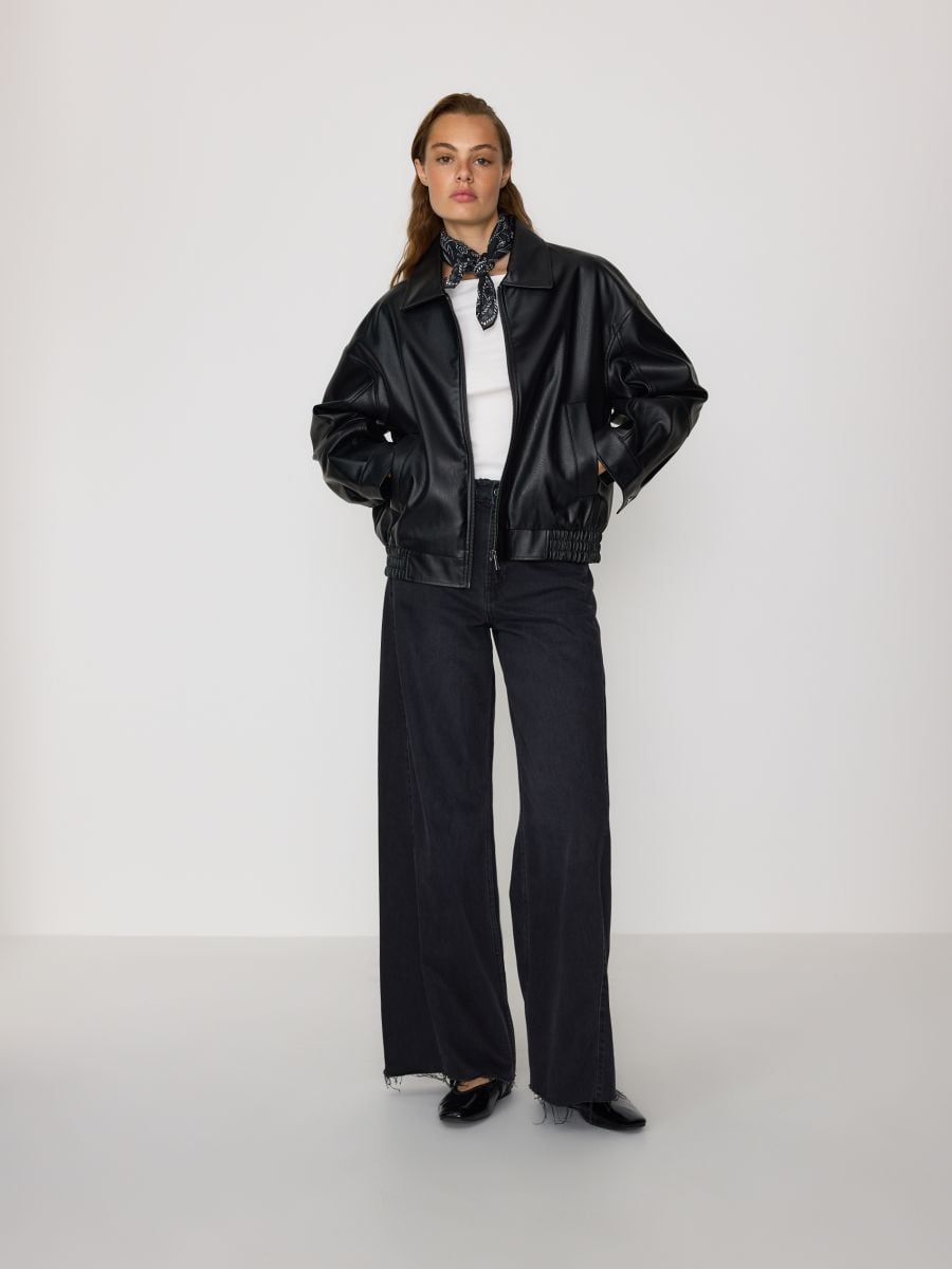 Bomber jacket with collar - black - RESERVED