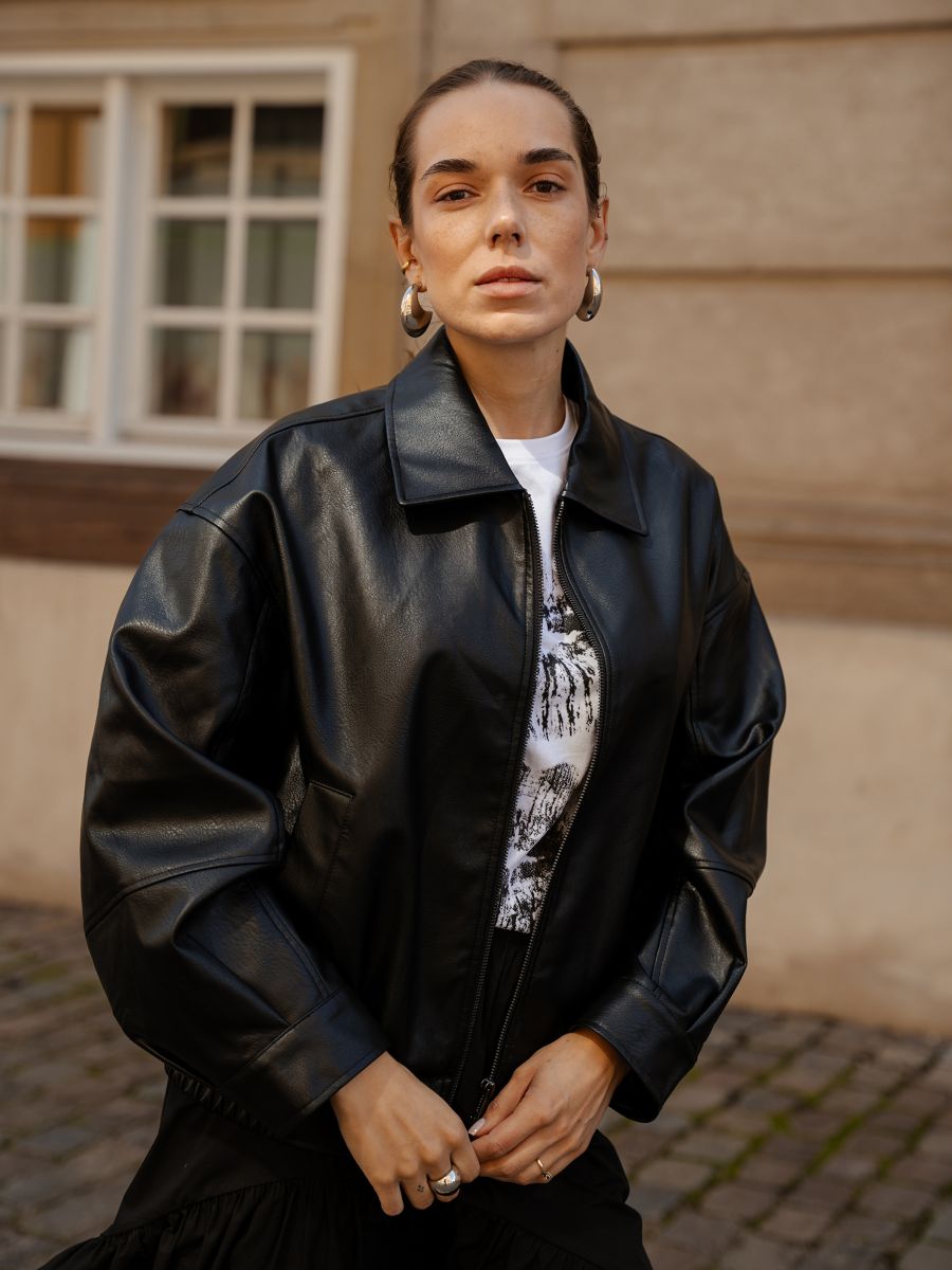 Bomber jacket with collar - black - RESERVED