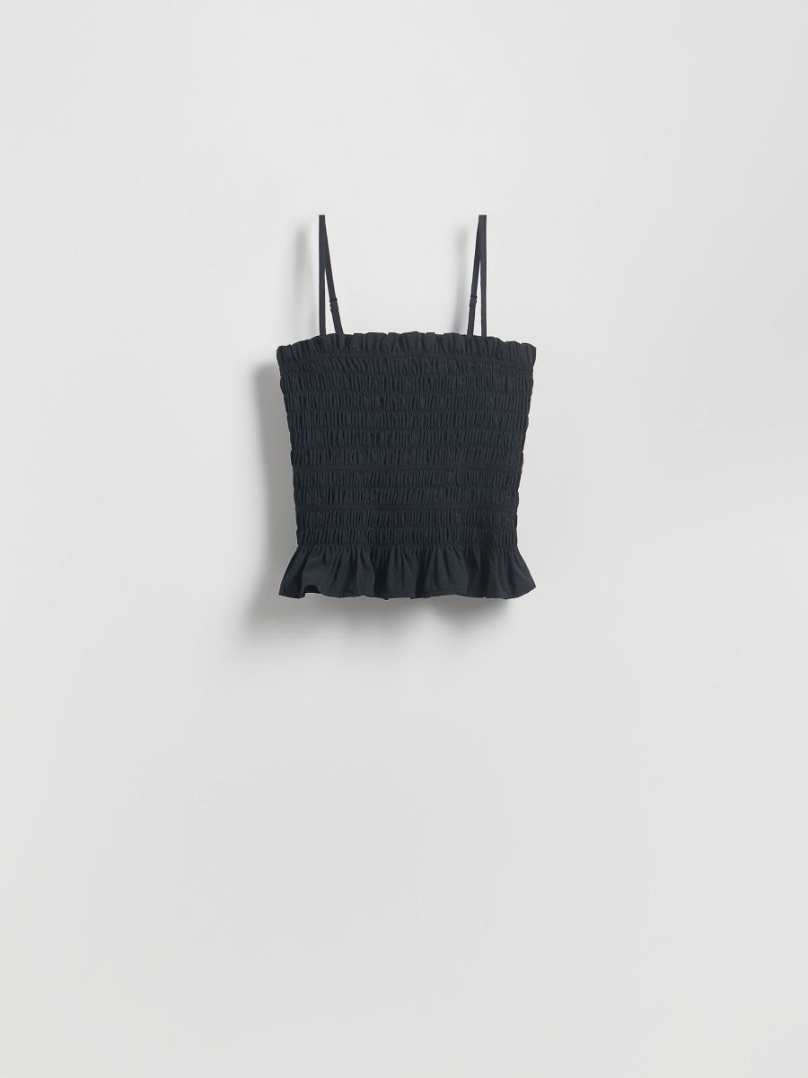 Gestructureerde top - zwart - RESERVED