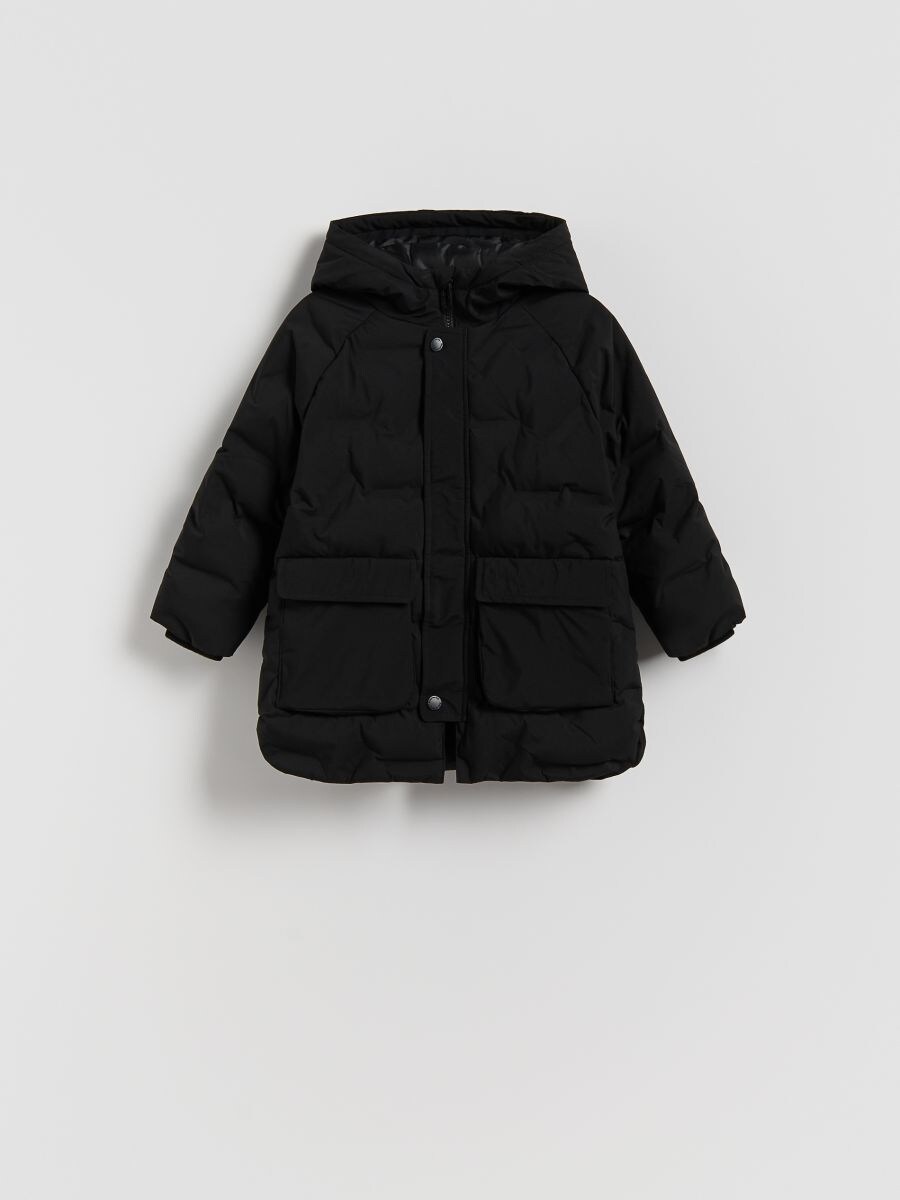 Insulated parka with hood - black - RESERVED