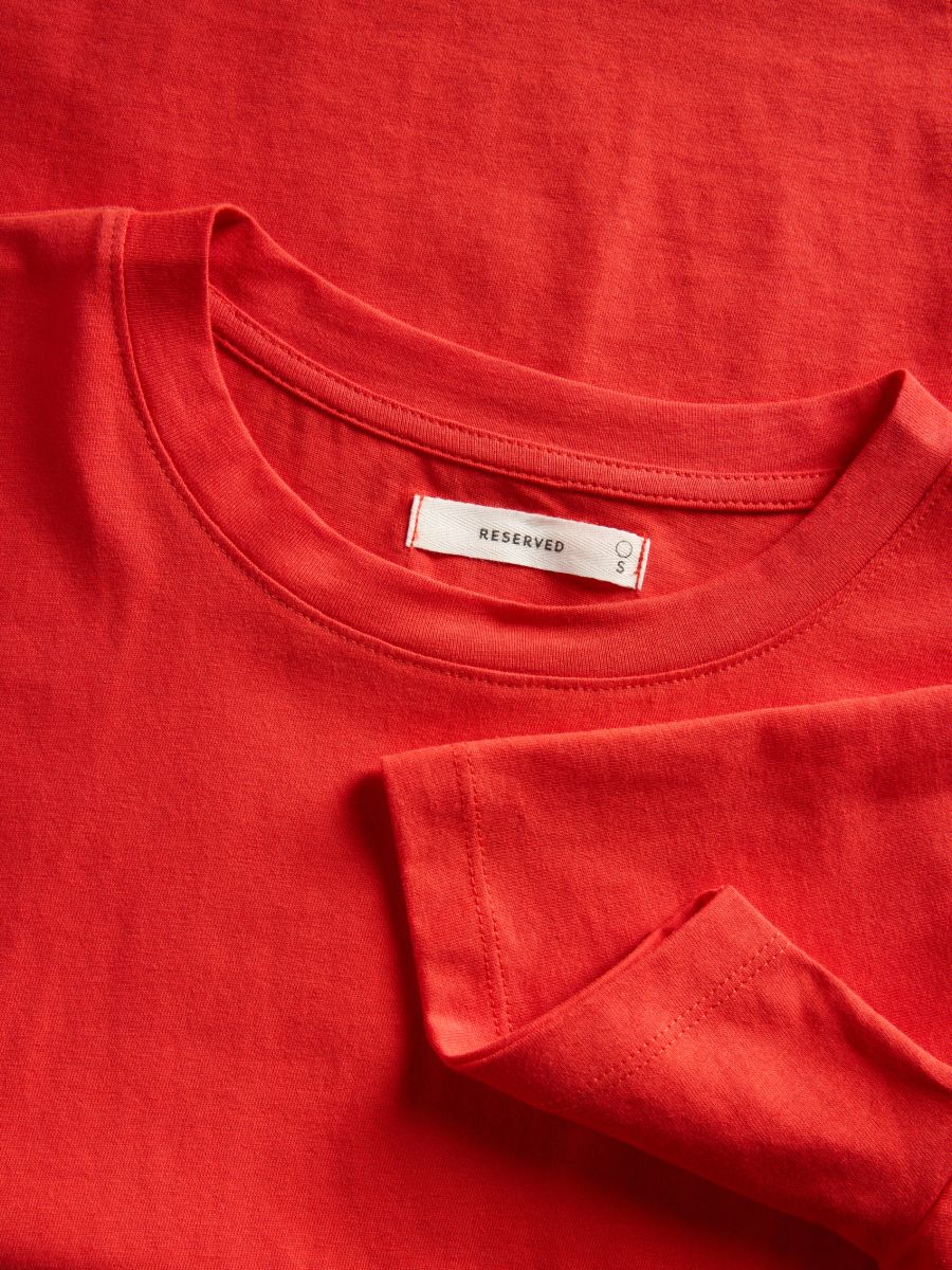 Regular fit cotton T-shirt - red - RESERVED - 4