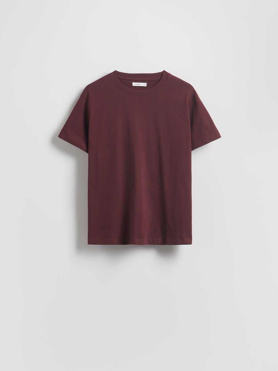 Regular fit cotton T-shirt - maroon - RESERVED
