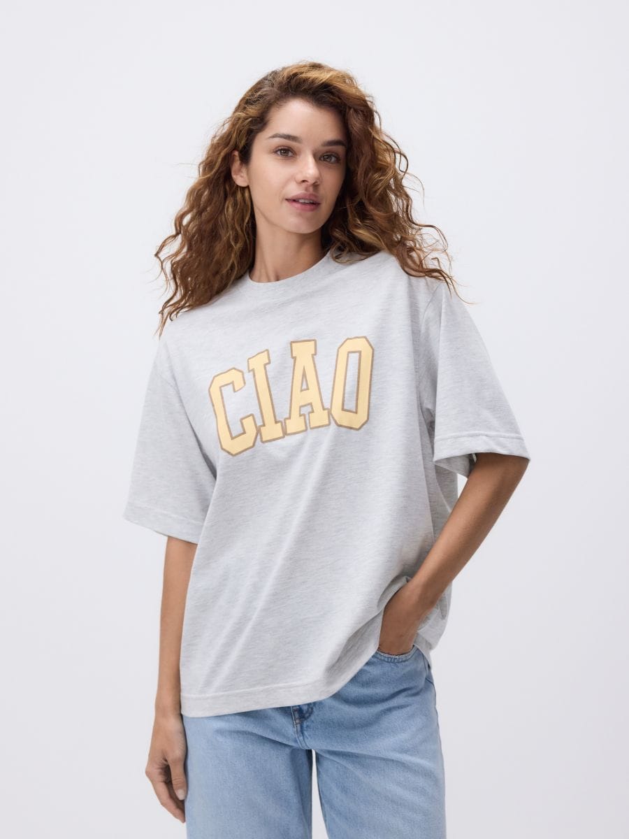 Oversized T-shirt with print - dark grey - RESERVED - 2