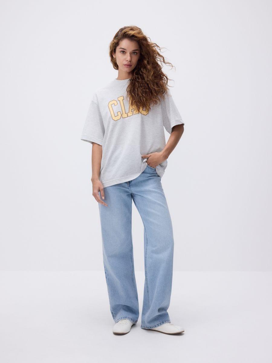 Oversized T-shirt with print - dark grey - RESERVED - 4