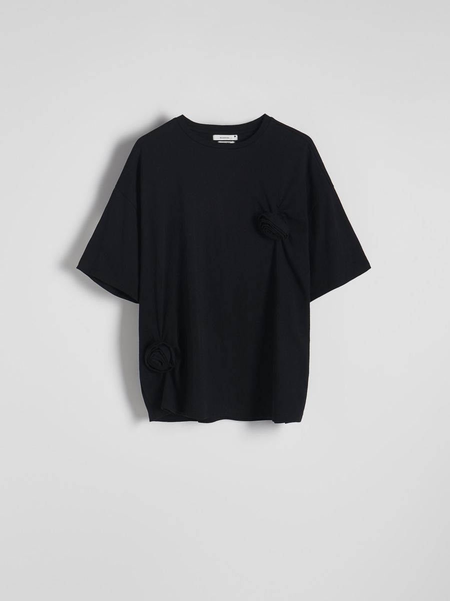 Μπλούζα oversize με απλικέ - ΜΑΥΡΟ - RESERVED - 5