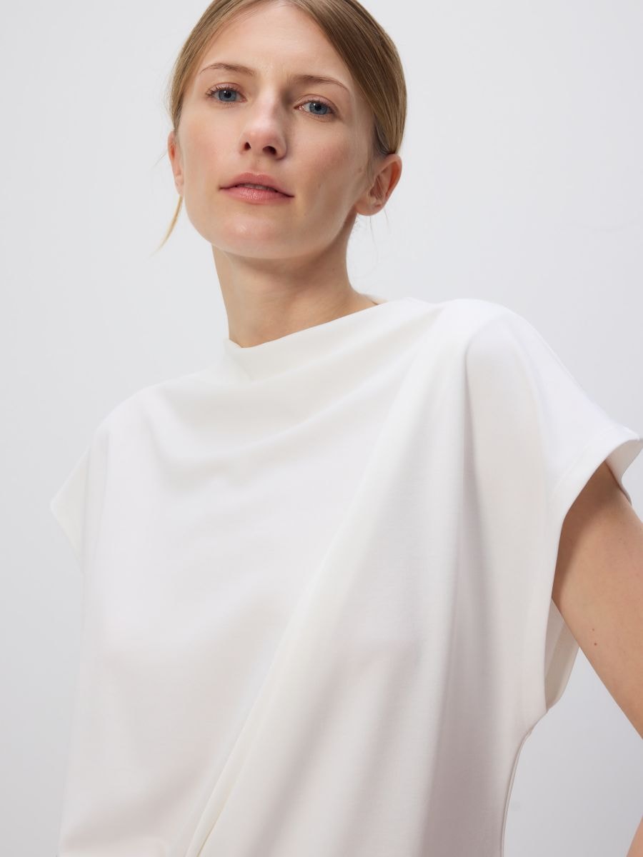 Glatka bluza od modala - krem - RESERVED - 2