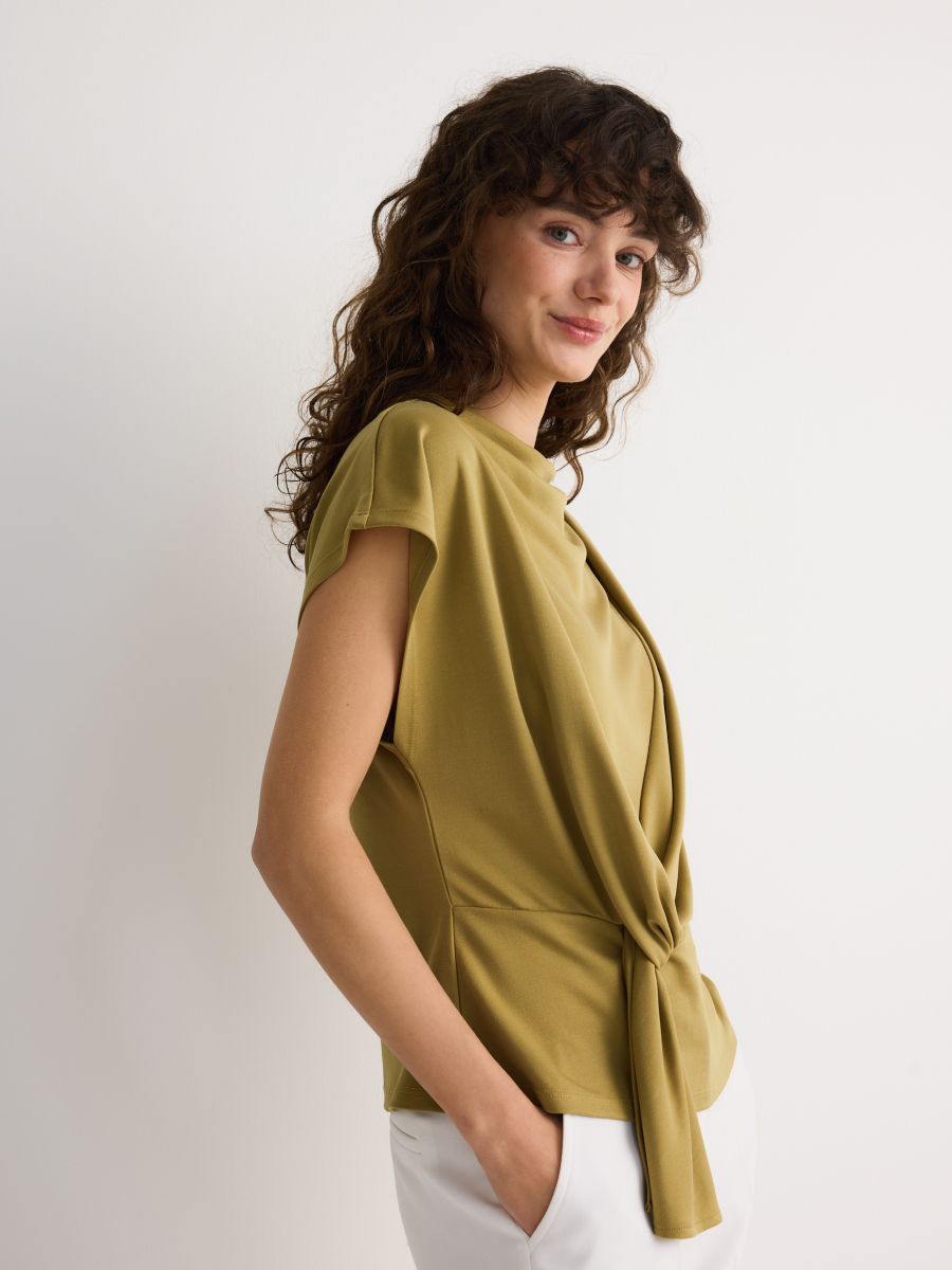 Plain modal rich blouse - light olive - RESERVED - 3