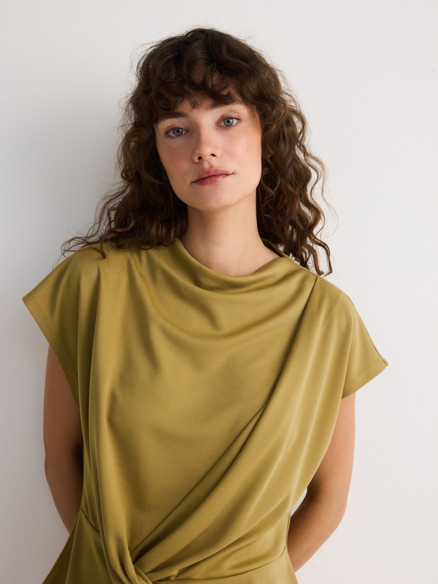 Plain modal rich blouse - light olive - RESERVED - 4
