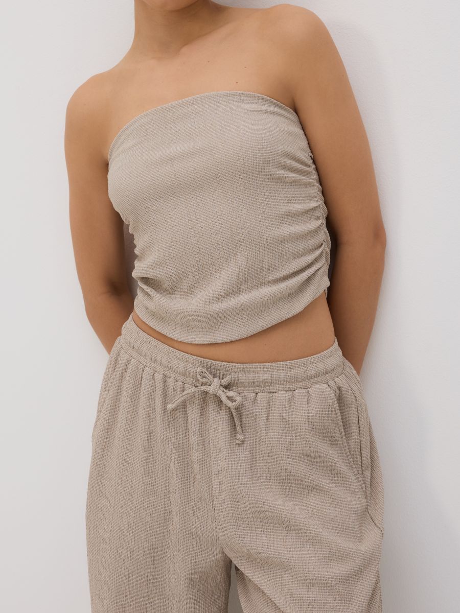 Top van structuurbreisel - BEIGE - RESERVED - 3