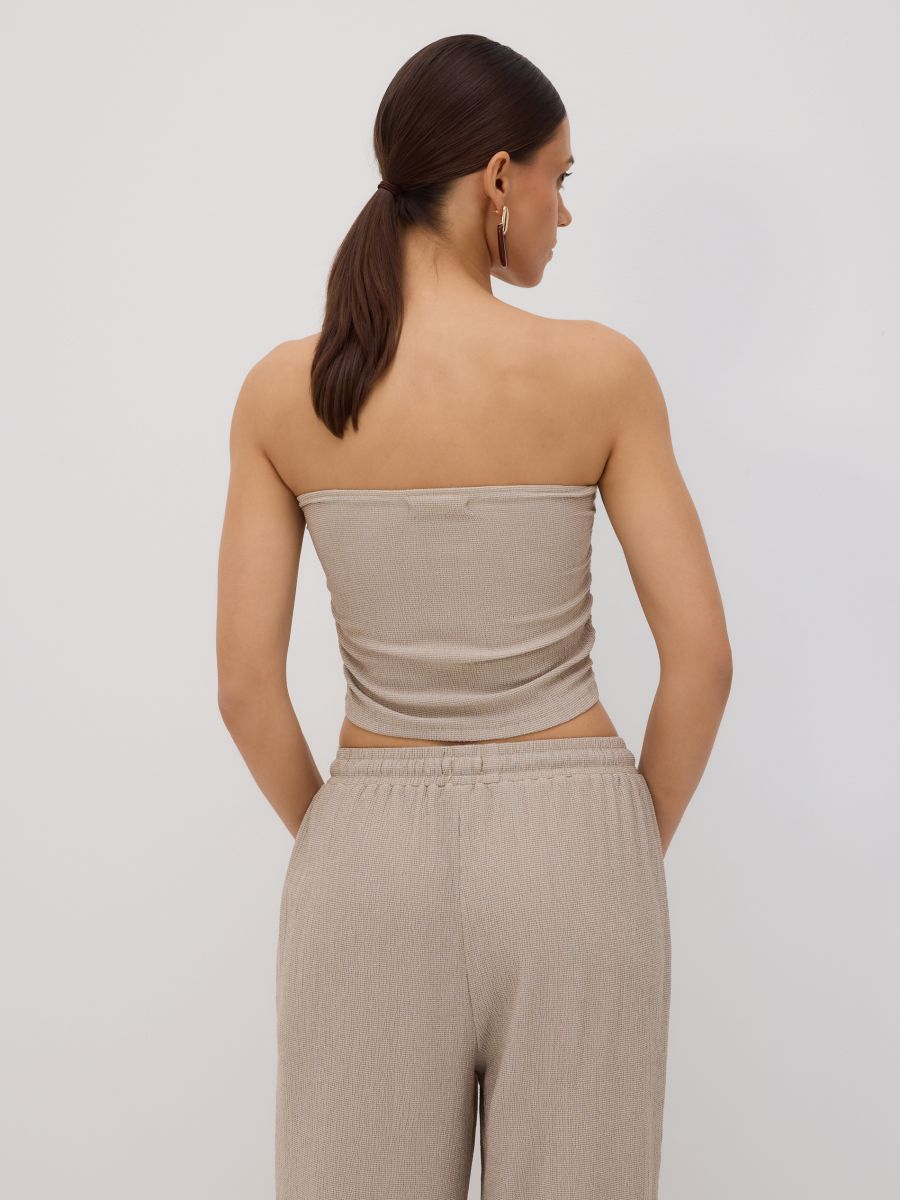 Top van structuurbreisel - BEIGE - RESERVED - 2