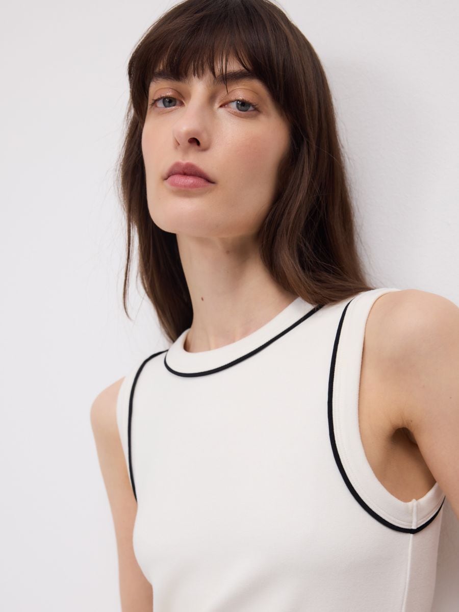 Top with contrast trim - cream - RESERVED - 2