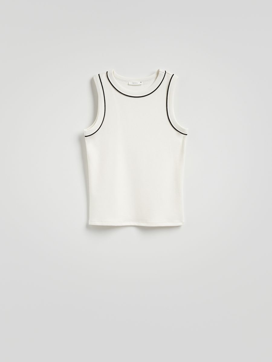 Top with contrast trim - cream - RESERVED - 6