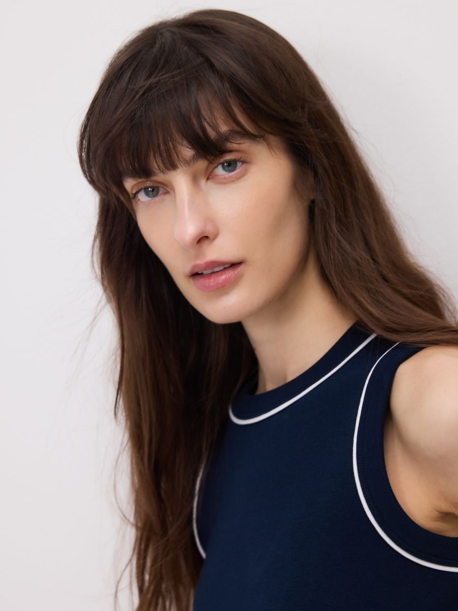 Top with contrast trim - navy - RESERVED - 3