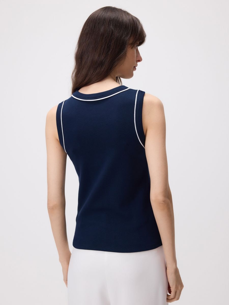 Top with contrast trim - navy - RESERVED - 4