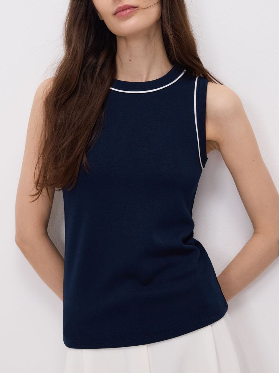 Top with contrast trim - navy - RESERVED - 5