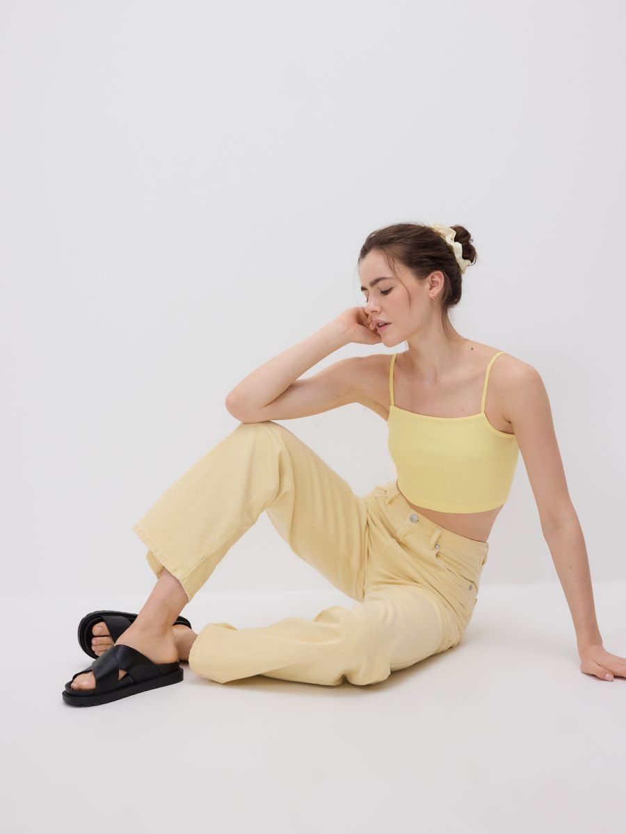 Cami crop top - light yellow - RESERVED - 4