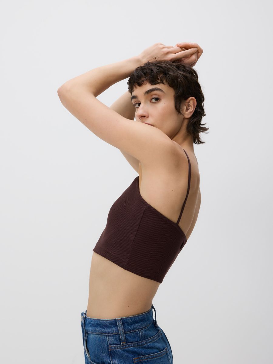 Cami crop top - dark brown - RESERVED - 3