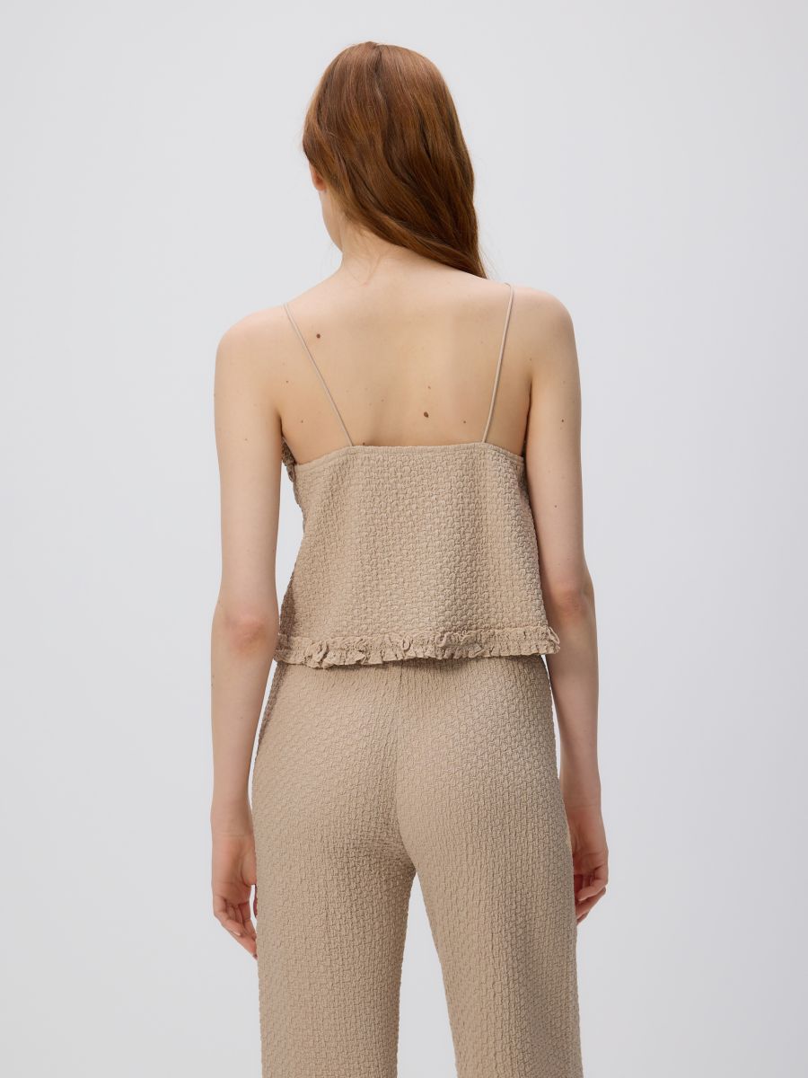 Jersey-Top mit Trägern - beige - RESERVED - 4