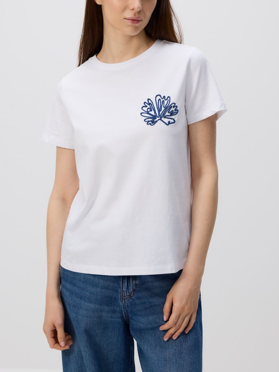 T-shirt with sewn-on applique - white - RESERVED - 2