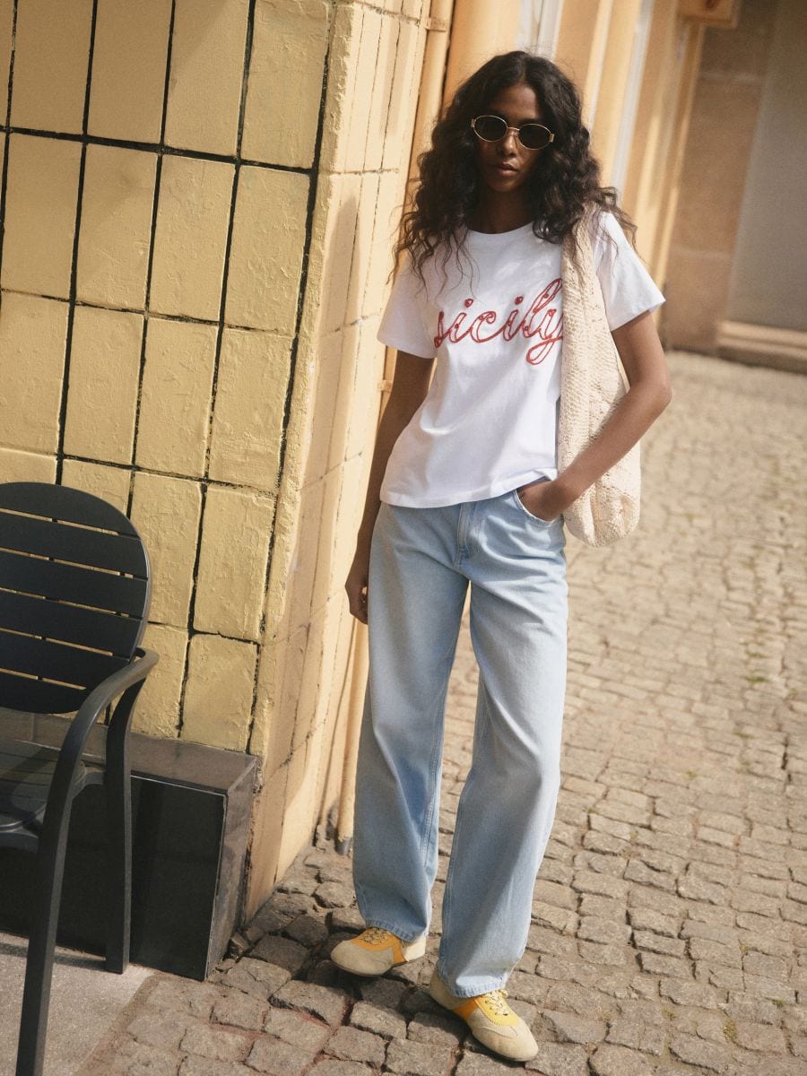 T-shirt with sewn-on applique - cream - RESERVED - 3