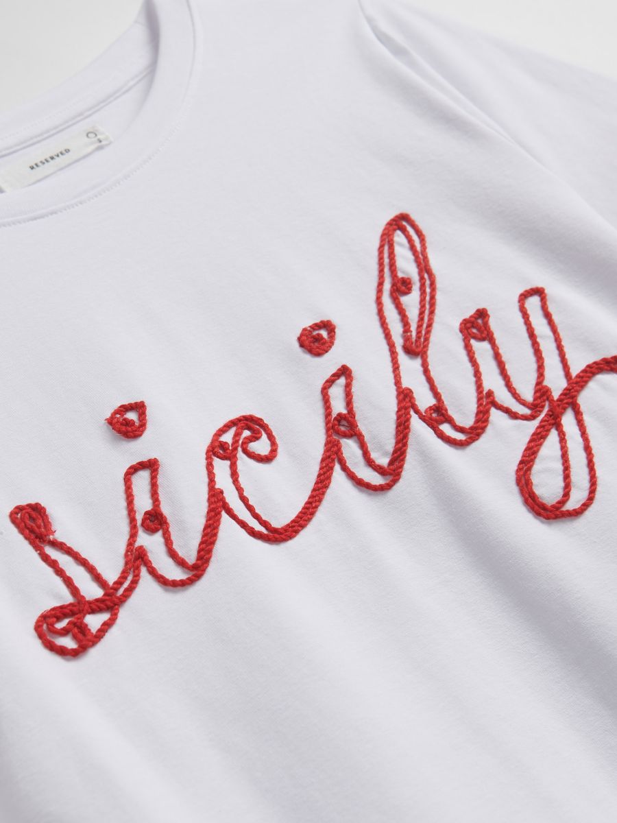 T-shirt with sewn-on applique - cream - RESERVED - 2