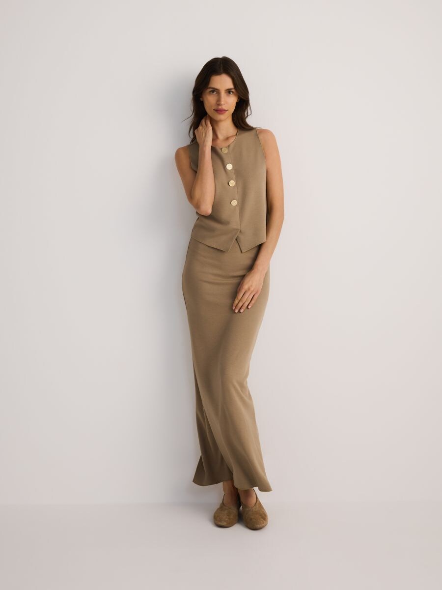 Viscose rich vest - beige - RESERVED - 2