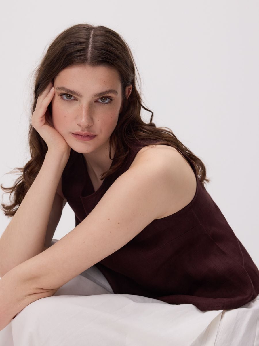 Linen blouse - brown - RESERVED - 5