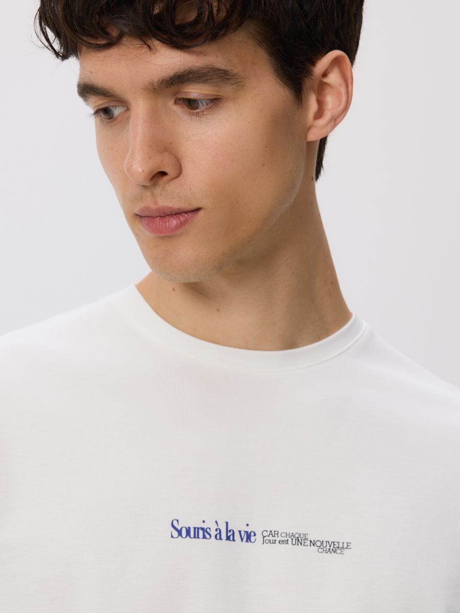 Comfort fit T-shirt with print - cream - RESERVED - 3