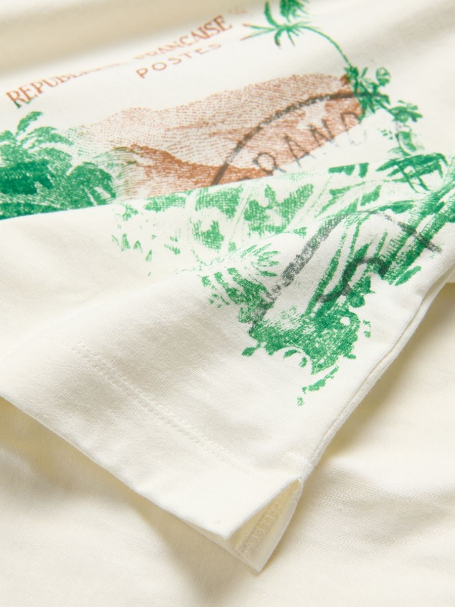 Comfort fit T-shirt with print - cream - RESERVED - 2