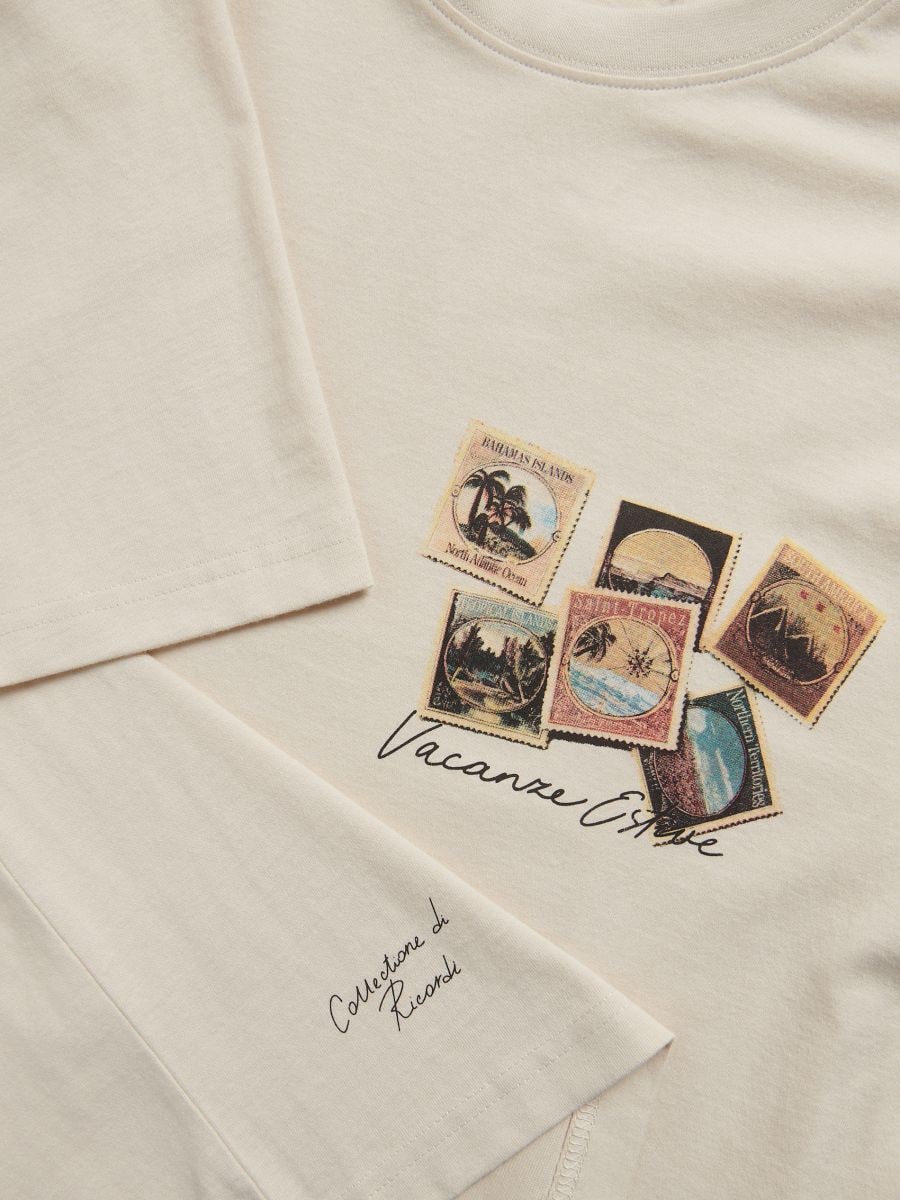 Relaxed fit T-shirt with print - peach - RESERVED - 2