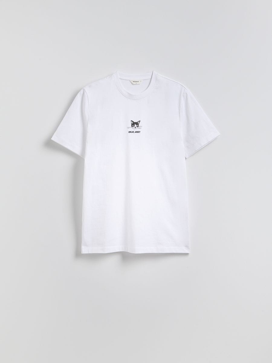 Regular fit T-shirt met borduursel - wit - RESERVED