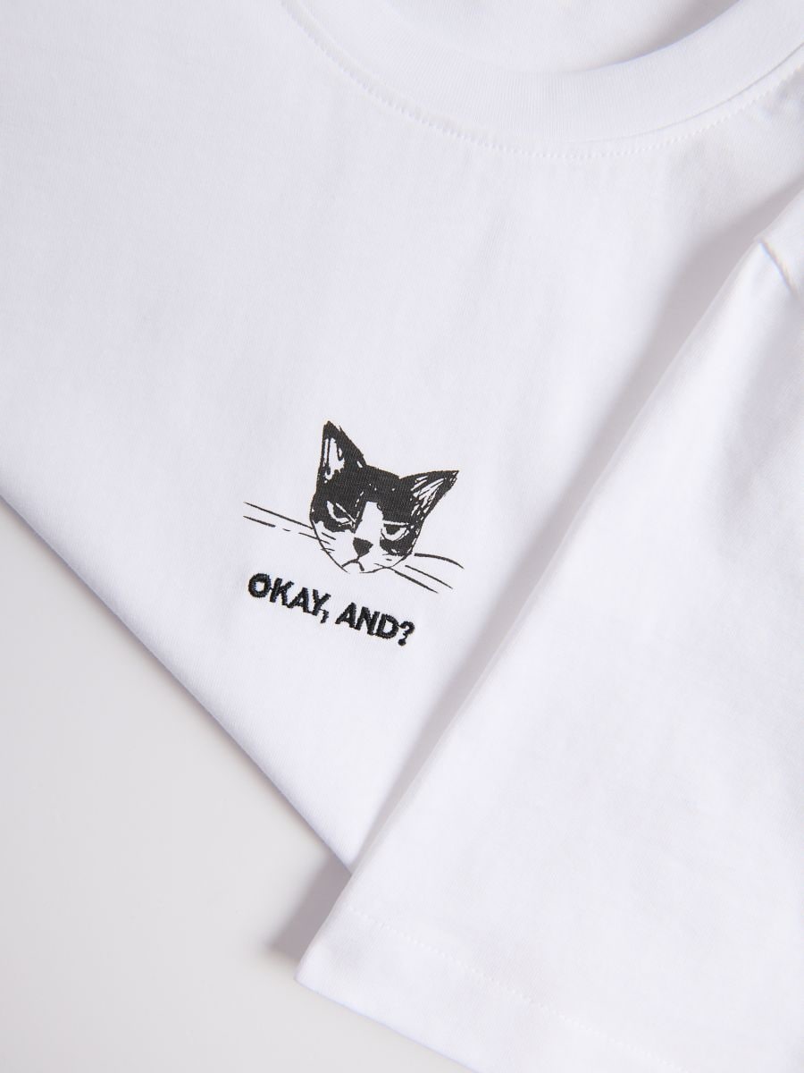 Regular fit T-shirt with embroidery - white - RESERVED - 2