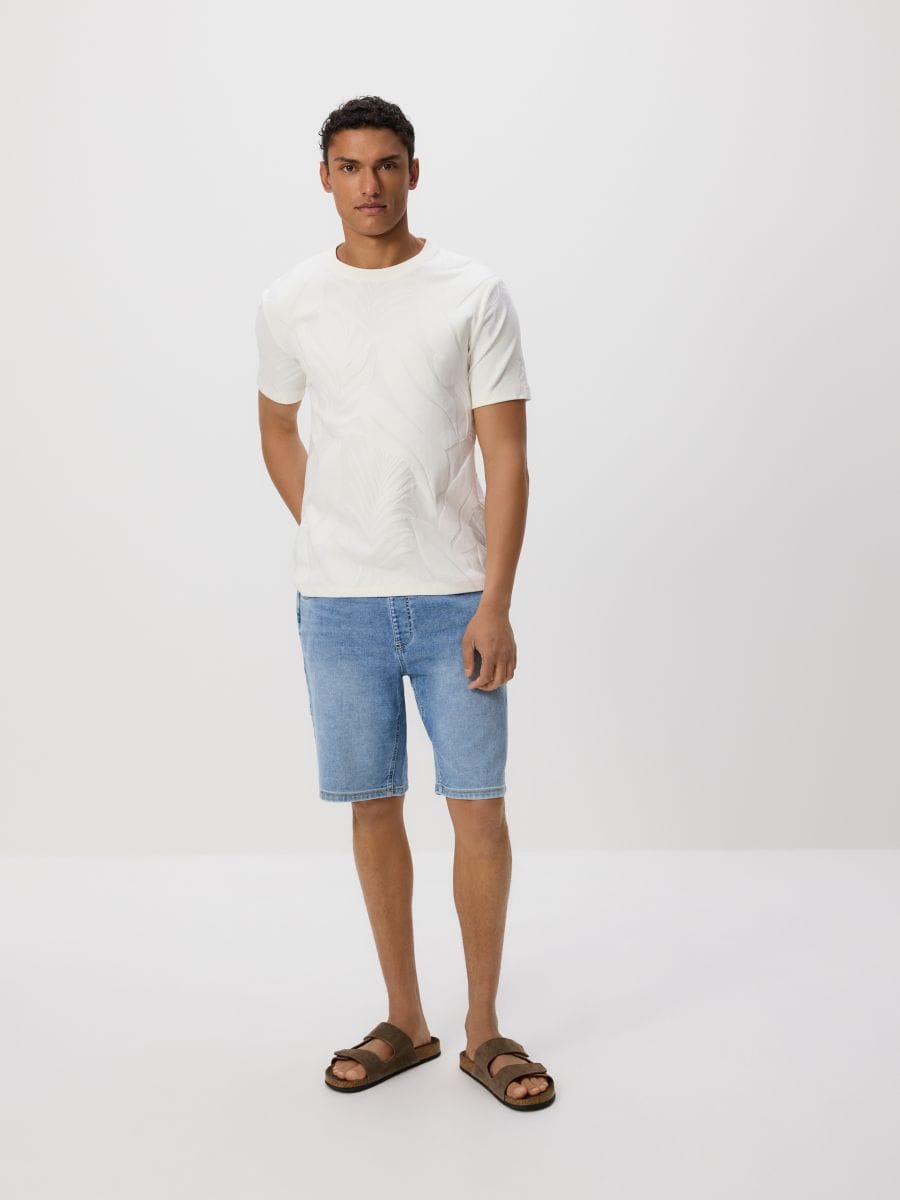 Regular fit T-shirt with plant motif - cream - RESERVED - 3